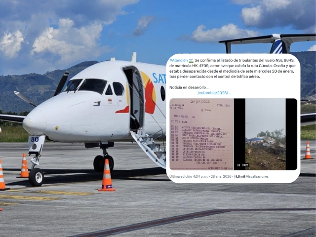 Satena responde ante filtración sobre el vuelo 8849 que se accidentó en Norte de Santander