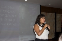 &ldquo;Intentemos a trav&eacute;s de nuestras carreras transformar un poquito m&aacute;s nuestra sociedad para que sea un poquito m&aacute;s justa y equitativa y sea bonito poder dejar a todas estas generaciones siguientes, la posibilidad de no decirles es que t&uacute; tienes que estudiar filosof&iacute;a, t&uacute; tienes que estudiar medicina porque t&uacute; eres mujer, t&uacute; si puedes pensar y t&uacute; no, poderles decir t&uacute; puedes estudiar la carrera que quieras y poder decirle a mi amiga cuando se vaya, chao gorda nos vemos ma&ntilde;ana, y no, me llamas cuando llegues a tu casa&rdquo; Blanca Mar&iacute;a D&iacute;az. Foto por: Tania G&oacute;mez/Pfm.