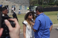 Paulina Rubio siendo entrevistada por Telemundo. Foto: Diego Chaparro/PfmDespu&eacute;s de su intervenci&oacute;n musical, Paulina Rubio ofreci&oacute; una entrevista al medio internacional Telemundo. Foto: Diego Chaparro/Pfm